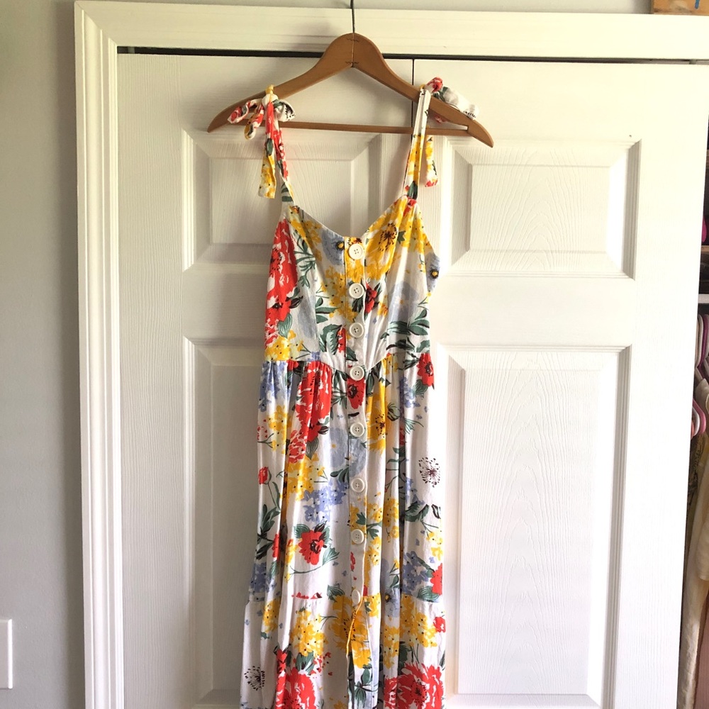 Urban Outfitters Floral Midi Button Up Dress